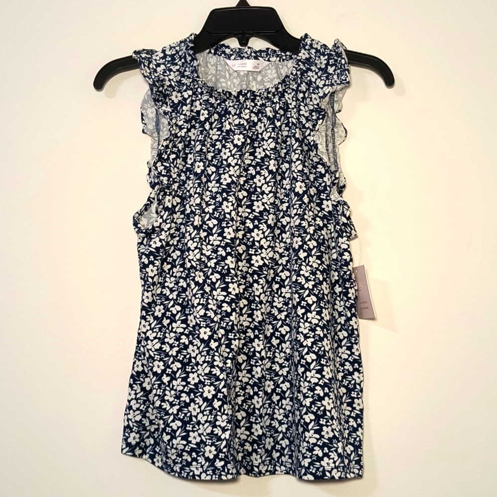 Lauren Conrad Floral Ruffle Sleeve Tank Top